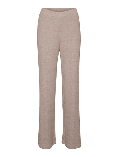 Tia Rib Wide Pants - Mocha Mousse Melange - Vero Moda - Brown