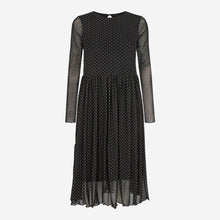 Load image into Gallery viewer, Mesh Frill Dress - Black Nude Dot - Liberté - Black
