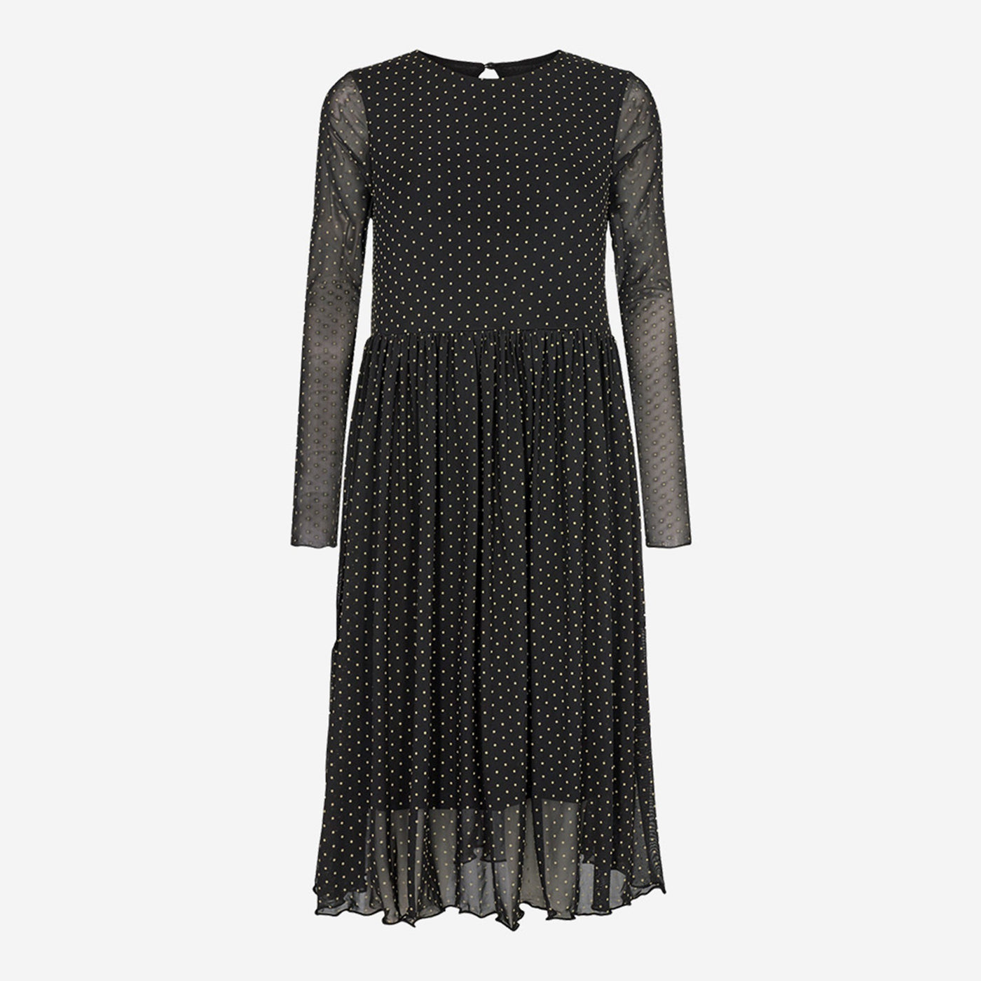 Mesh Frill Dress - Black Nude Dot - Liberté - Black