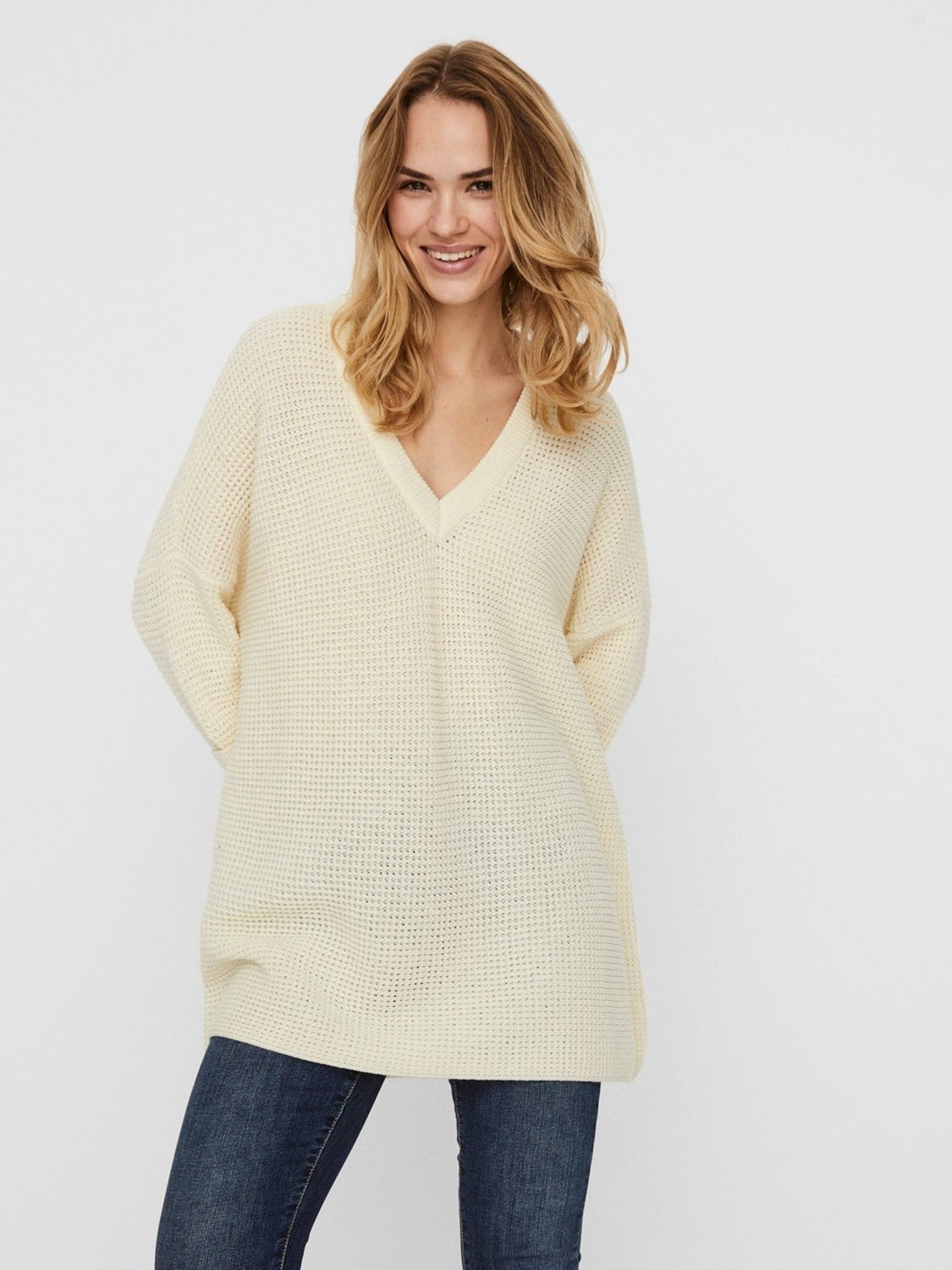 Leanna knit sweater - Birch - Vero Moda - White