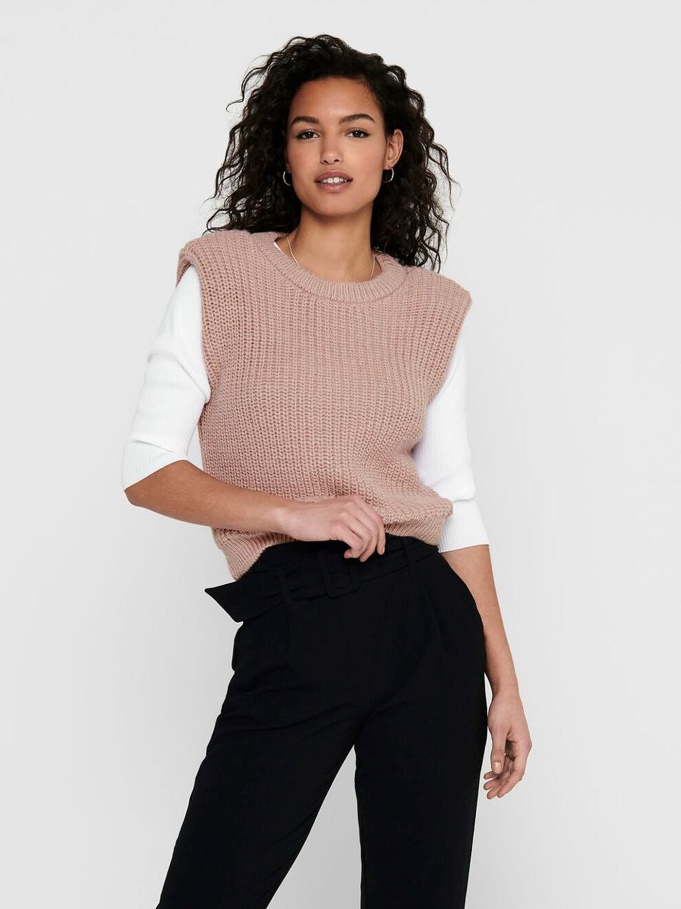 Knitted Vest - Rose Dawn - ONLY - Pink 3