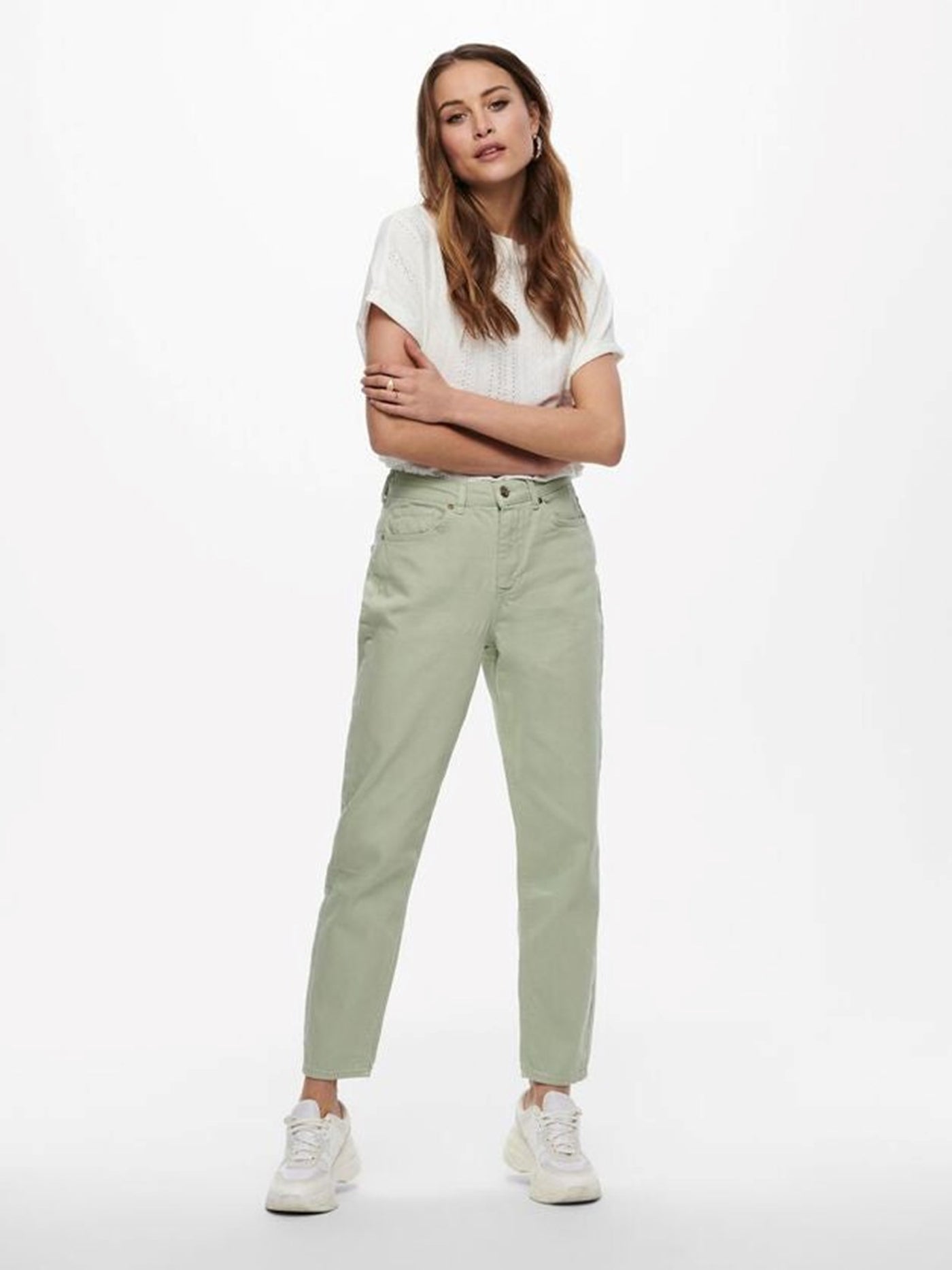 Solid Color Mom Pants - Desert Saga - ONLY - Green 5