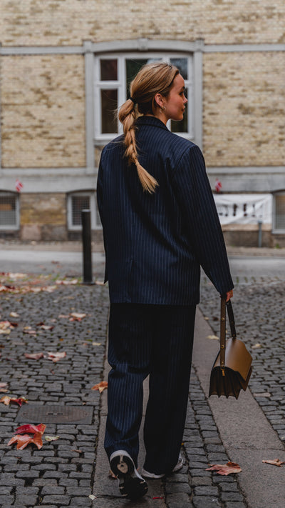 Oversized Blazer with Classic Suit Pants - Package Deal (Navy Pinstripe)