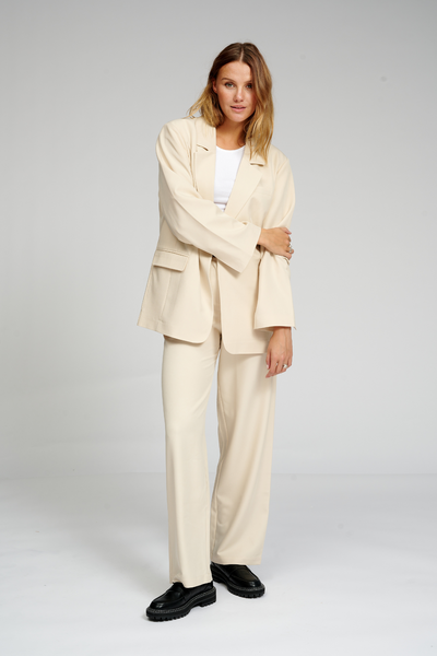 Oversized Blazer with Classic Suit Pants - Package Deal (Beige)