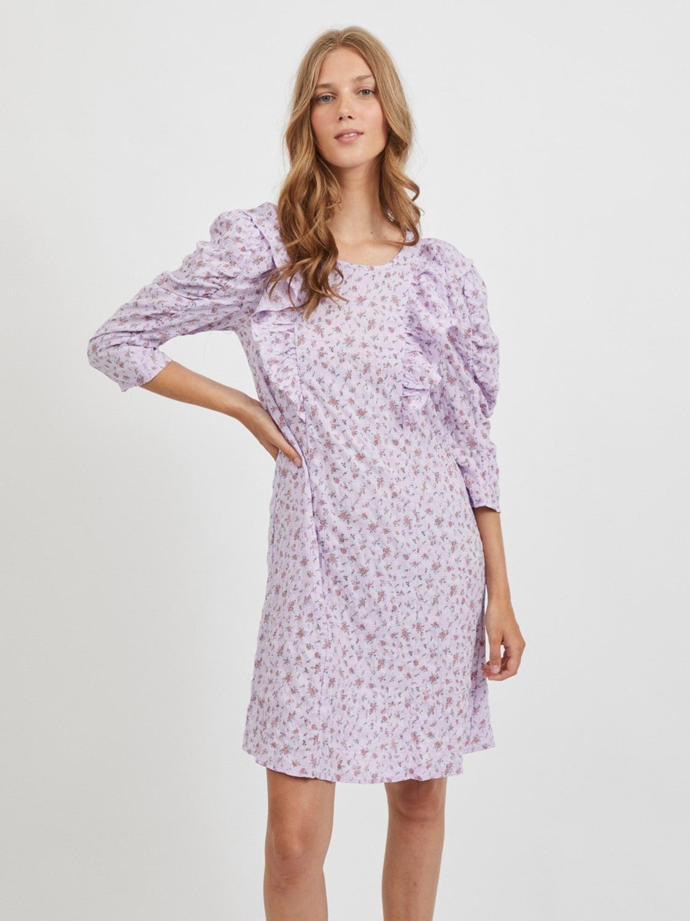 Lone Long Sleeve Dress - Pink - VILA - Pink