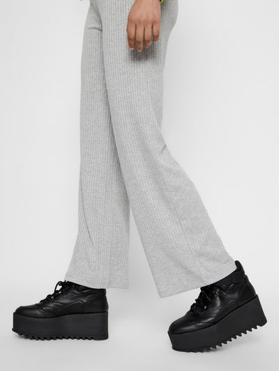 Molly Pants - Light Grey Melange - PIECES - Grey 5