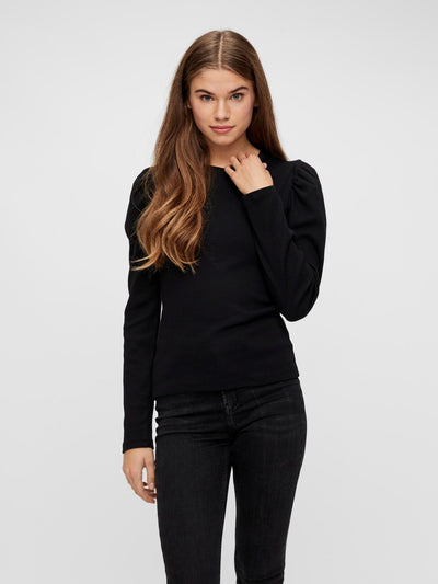 Anna Longsleeve T-shirt - Black - PIECES - Black