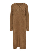 Load image into Gallery viewer, Silla Midi V-Neck Knit Dress - Deep Taupe - PIECES - Brown
