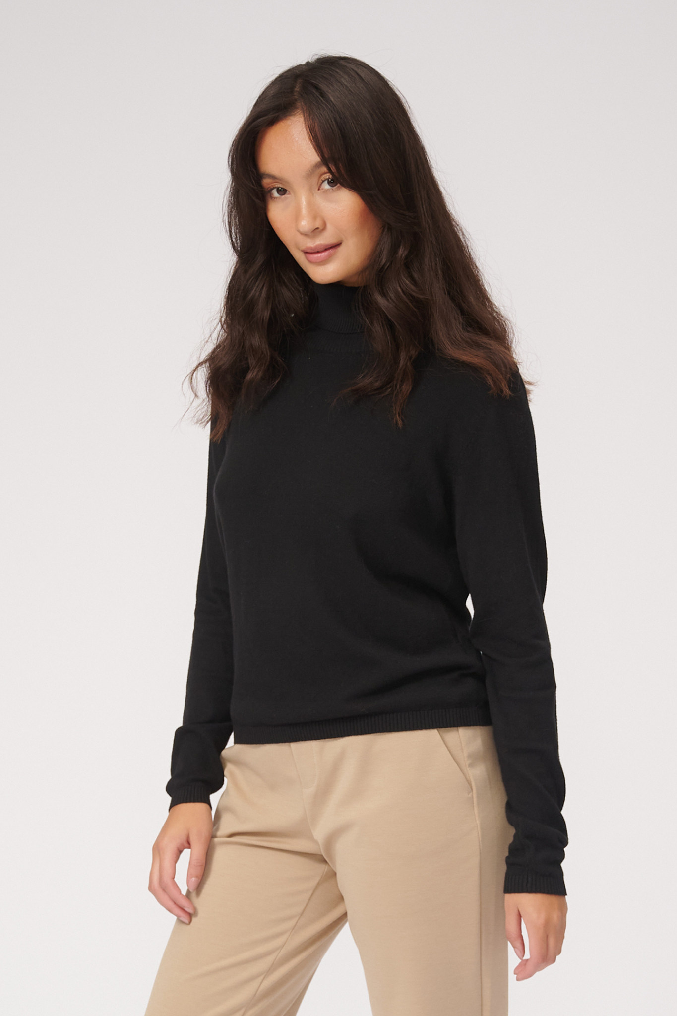 Basic Knit Roll Neck - Black - TeeShoppen - Black 3