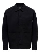 Load image into Gallery viewer, Bob Twill Overshirt - Black - Only &amp; Sons - Black
