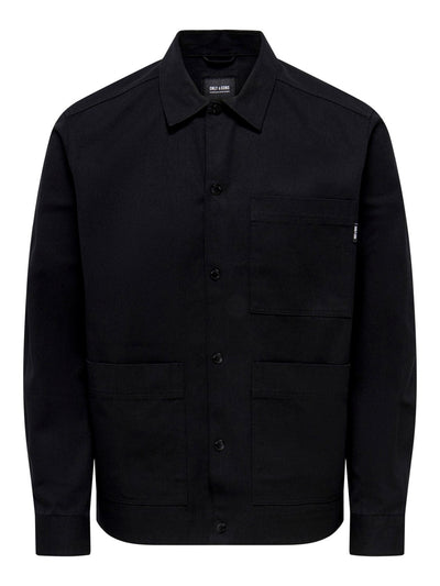 Bob Twill Overshirt - Black - Only & Sons - Black