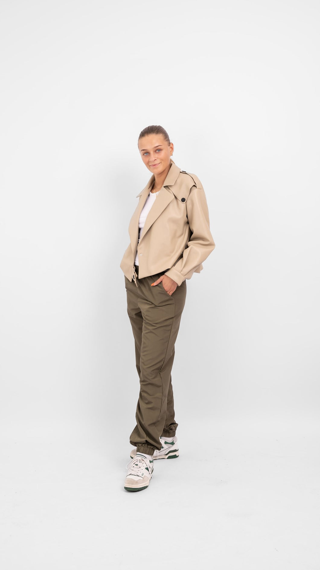 Smokey Faux Leather Jacket - Crockery - ONLY - Khaki