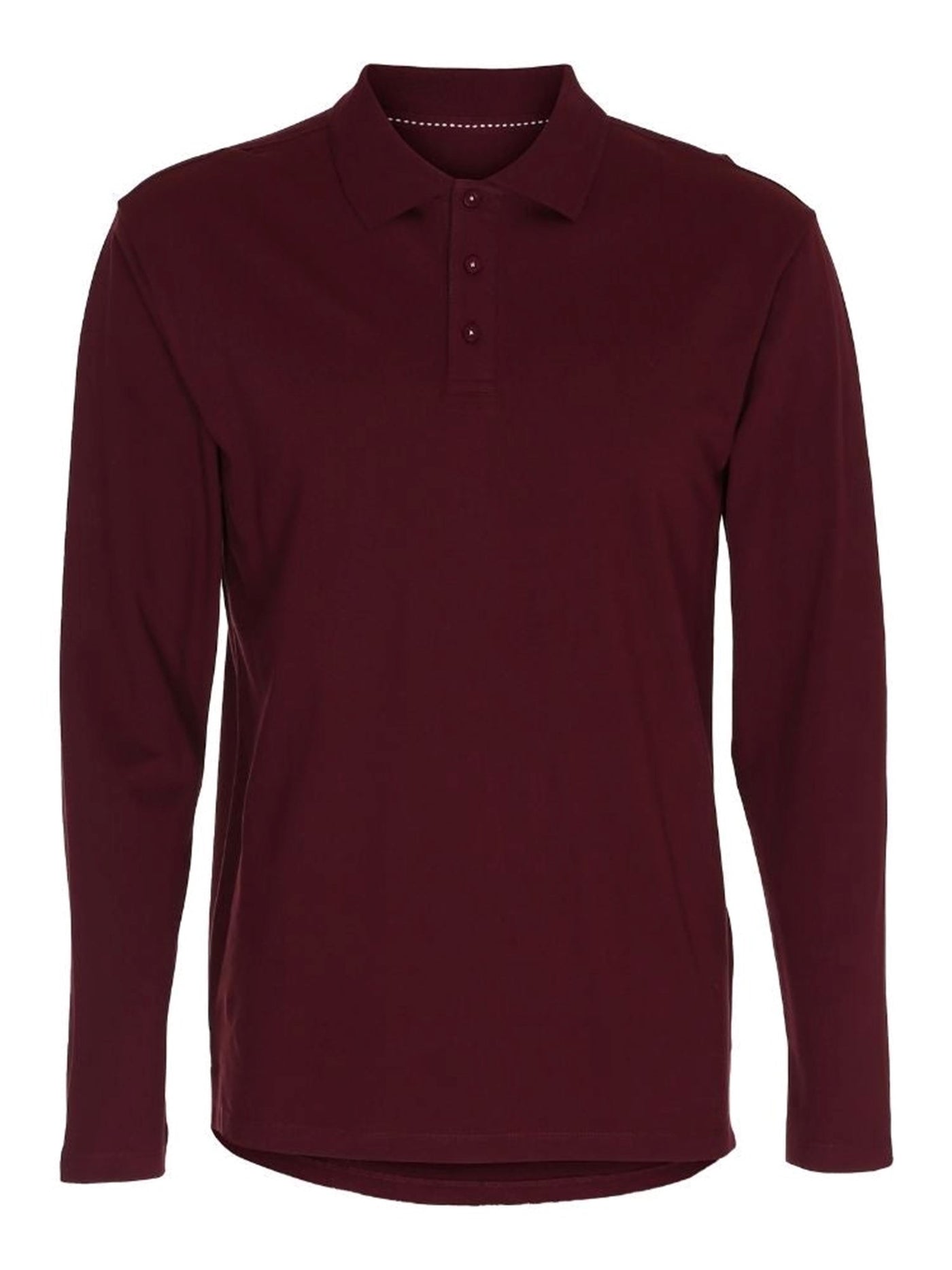 Muscle Long Sleeve Polo Shirt - Burgundy - TeeShoppen - Red 5