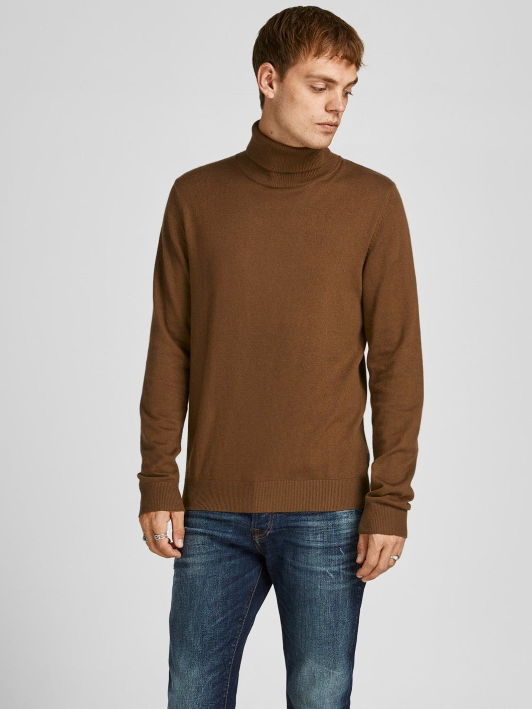 Knitted turtleneck sweater - Desert Palm - Jack & Jones - Brown