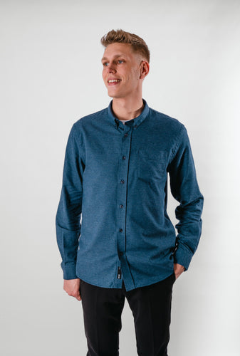 Brok Flannel Melange Shirt - Dark Navy - Only & Sons - Blue