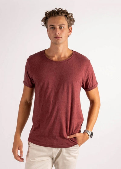 Deep Round Neck - Mottled Red - TeeShoppen - Red 7