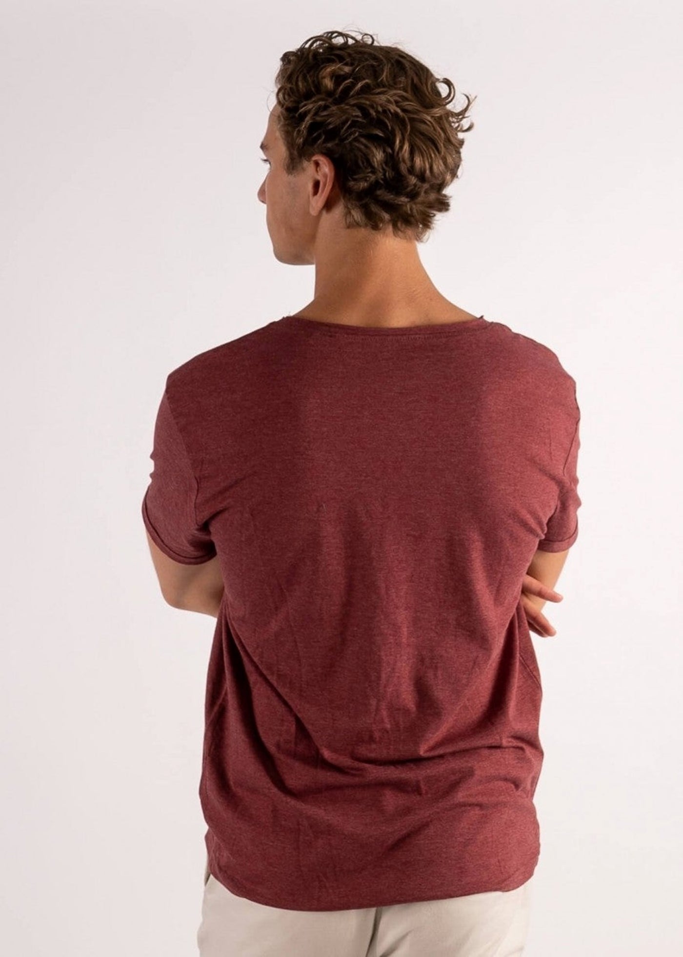 Deep Round Neck - Mottled Red - TeeShoppen - Red 2