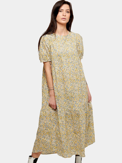 Sofie Long Dress - Blue & Yellow Floral - Amis de Copenhague - Blue