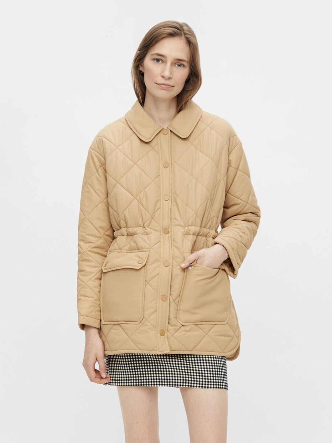 Fey Padded Jacket - Iced Coffee - PIECES - Khaki