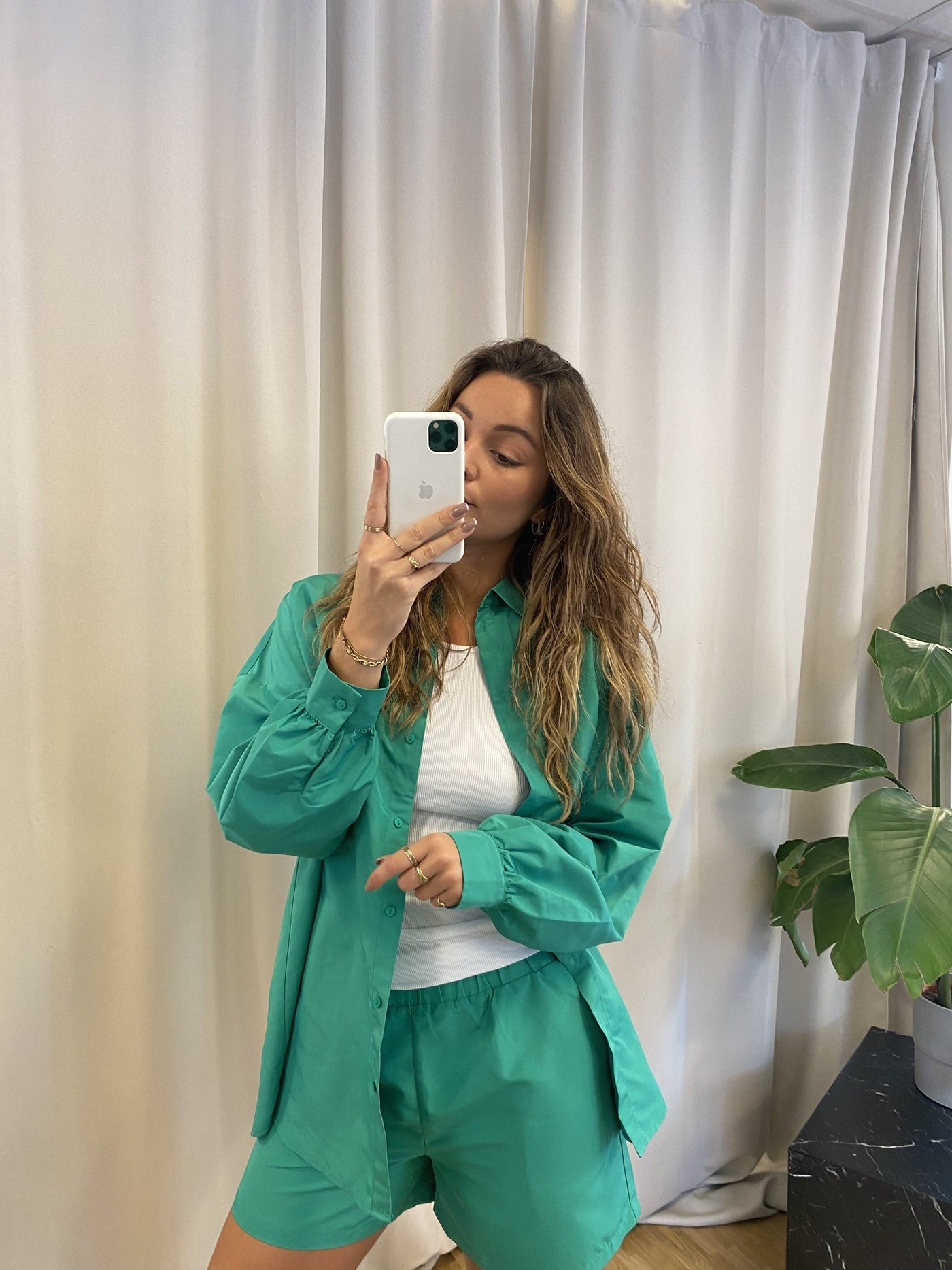 Chrilina Oversized Shirt - Simple Green - PIECES - Green 2