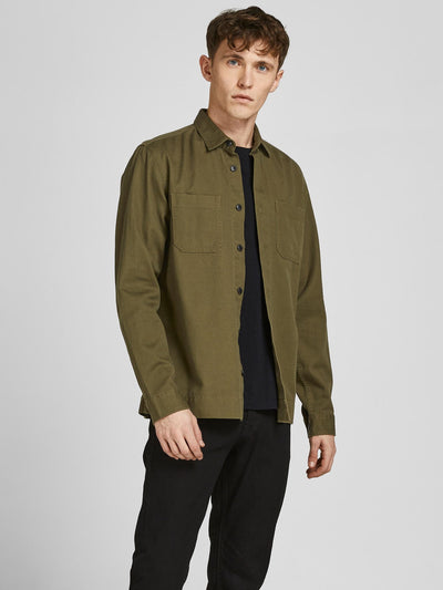 Logan Linen Shirt - Olive Night - Jack & Jones - Green