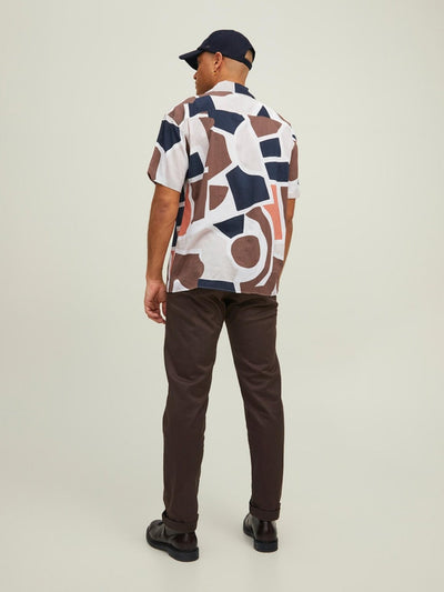 Abstract Geo Resort Short Sleeved Shirt - Rain Drum - Jack & Jones - Brown 6