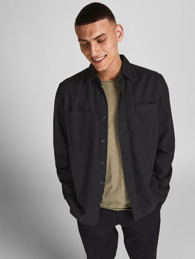 Logan Linen Overshirt - Black - Jack & Jones - Black