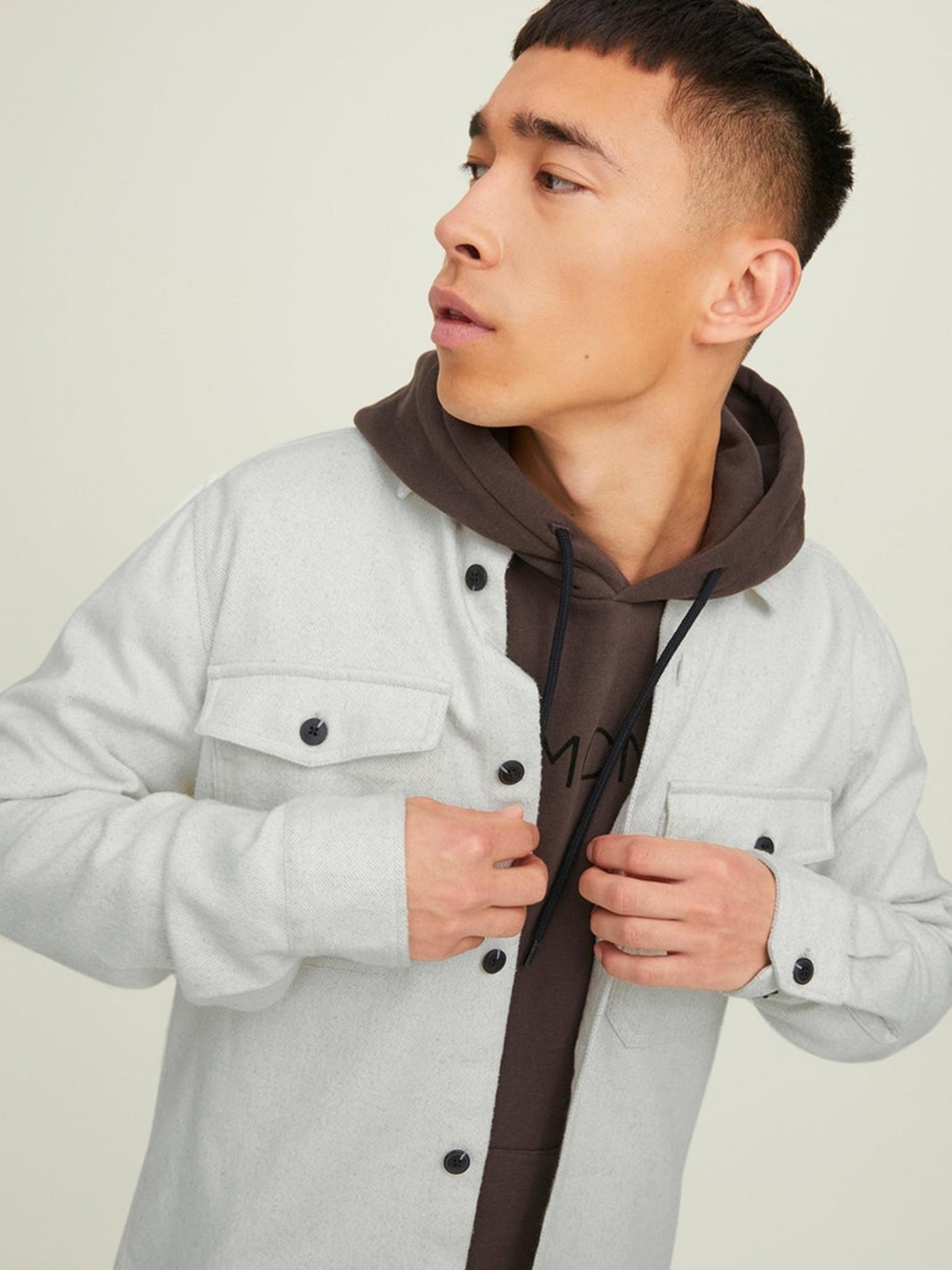 Mark Twill Overshirt - White Melange - Jack & Jones - White 5