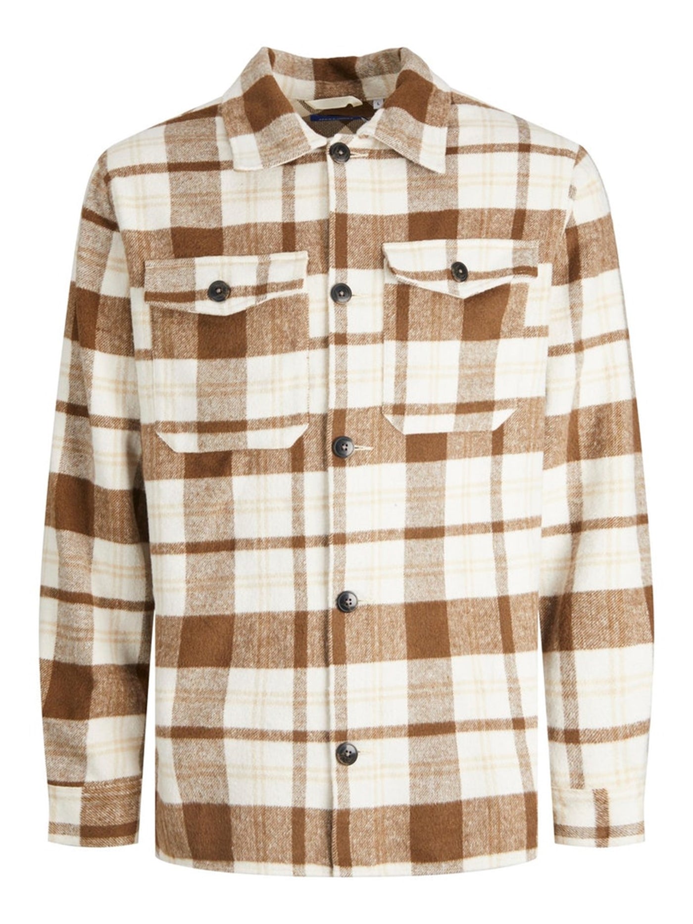 Ollie Check Overshirt - Seal Brown - Jack & Jones - Khaki