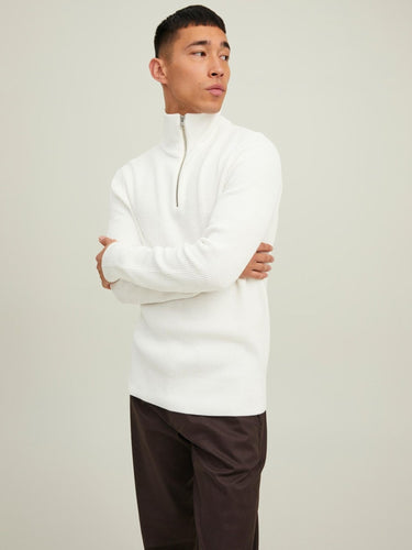 Half Zip Knit - Egret - Jack & Jones - White