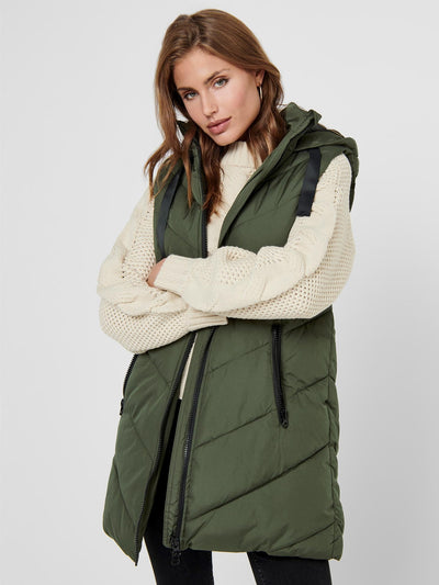 Skylar Padded Hood Vest - Forest Night - Jacqueline de Yong - Green 3