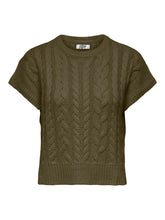 Charger l&#39;image dans la galerie, Violetta Cable Vest - Dark Olive - Jacqueline de Yong - Green
