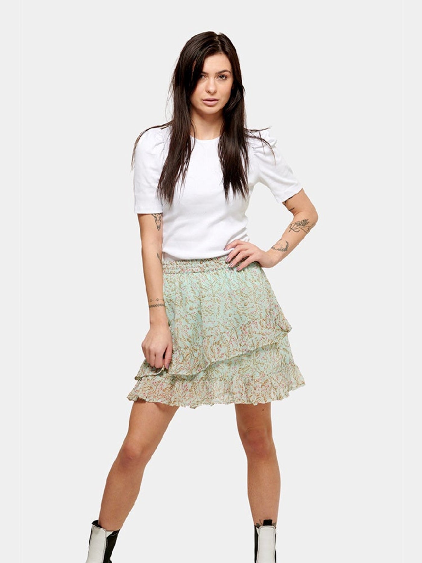 Small-flowered skirt - Blue haze flower - Jacqueline de Yong - Blue 4