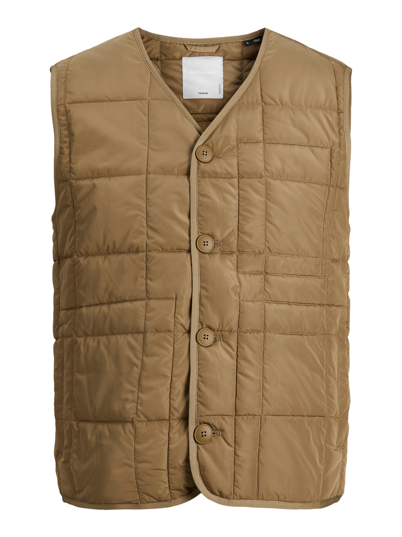 Rocco Quilted Vest - Khaki - Jack & Jones - Khaki 2