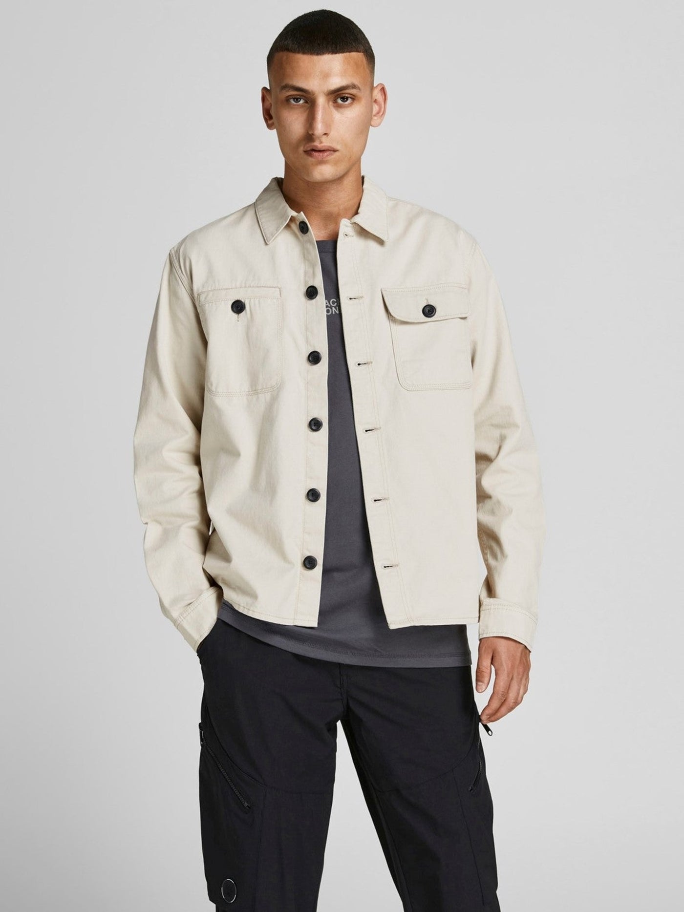 Coben Overshirt - Moonbeam - Jack & Jones - White