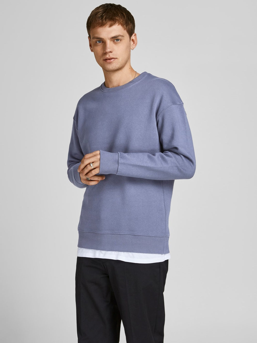 Star Basic Sweat Crew Neck - Grisaille - Jack & Jones - Blue