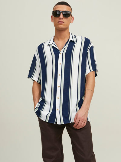 Malibu Resort Striped Shirt - Swamp - Jack & Jones - Blue