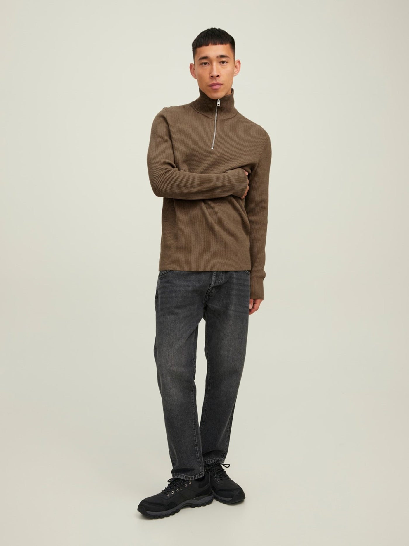 Half Zip Knit - Otter - Jack & Jones - Brown 5