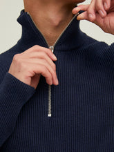 Cargar imagen en el visor de la galería, Half Zip Knit - Maritime Blue - Jack &amp; Jones - Blue 2
