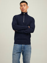 Cargar imagen en el visor de la galería, Half Zip Knit - Maritime Blue - Jack &amp; Jones - Blue
