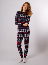 Load image into Gallery viewer, Snowflake Women Pajamas - Navy - TeeShoppen - Blue
