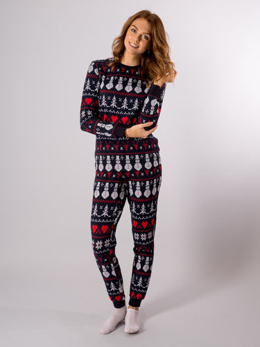 Snowflake Women Pajamas - Navy - TeeShoppen - Blue