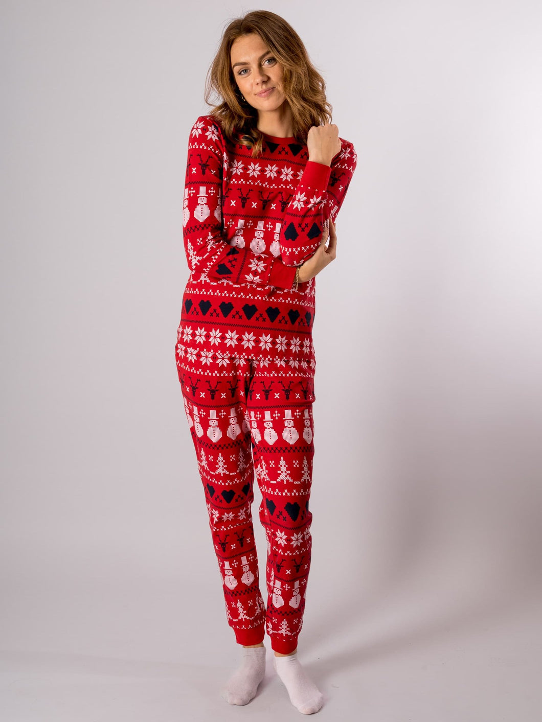 Snowflake Women Pajamas - Red - TeeShoppen - Red