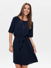 Load image into Gallery viewer, Dress with fabric belt - Navy blue - Jacqueline de Yong - Blue
