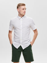 Load image into Gallery viewer, Short-sleeved linen shirt - White - Only &amp; Sons - White
