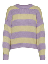 Load image into Gallery viewer, Striped O-neck Knit Sweater - Purple / Yellow - Vero Moda - Purple 2
