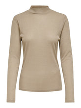 Charger l&#39;image dans la galerie, Long-sleeved shirt with lurex details - Frosted almond - ONLY - Brown 2
