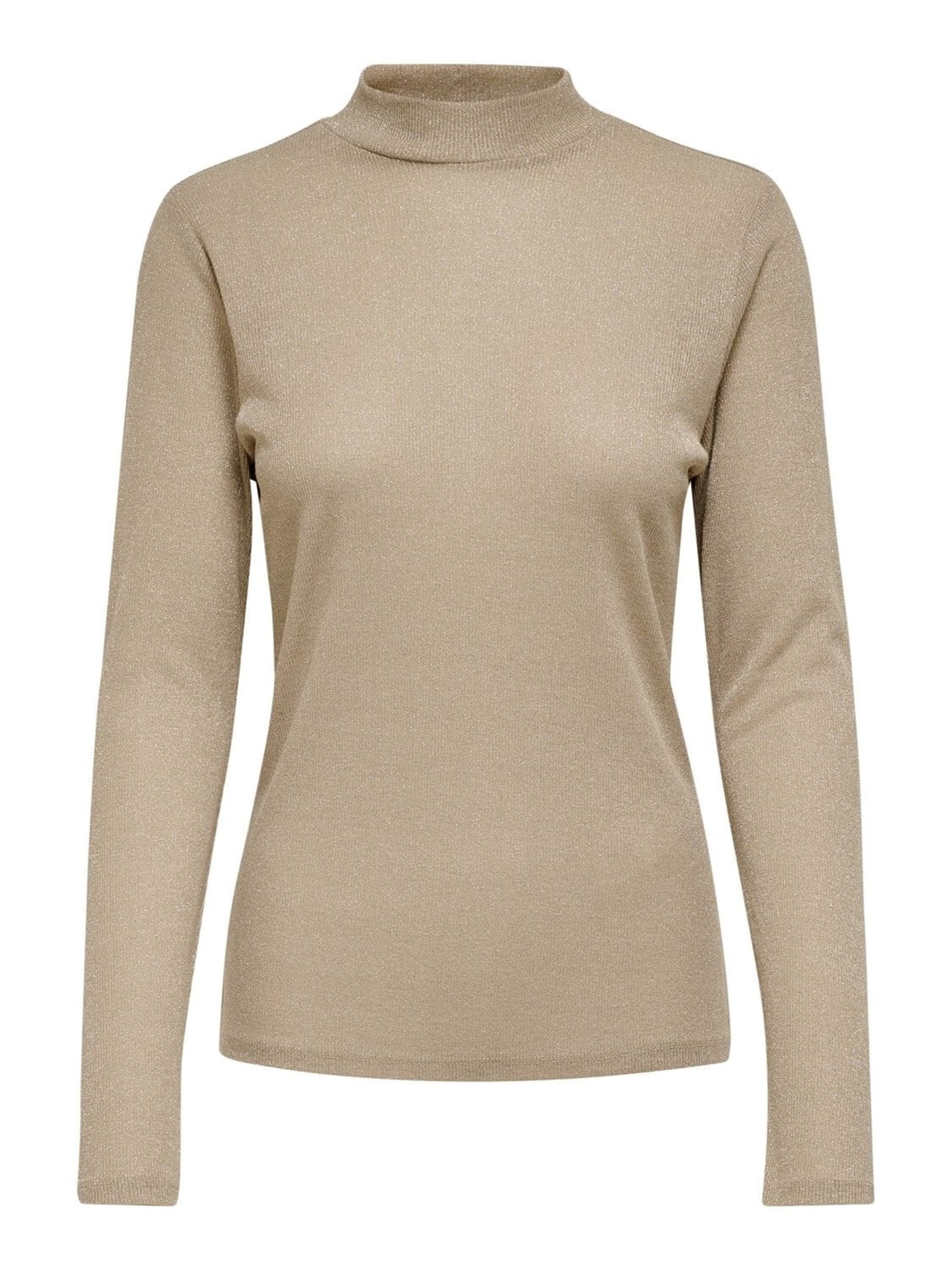 Long-sleeved shirt with lurex details - Frosted almond - ONLY - Brown 2