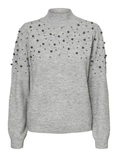 Emilia High Neck Sweater - Light gray - Vero Moda - Grey 4