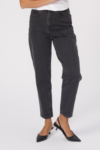 The Original Performance Mom Jeans - Washed Black Denim - TeeShoppen - Black